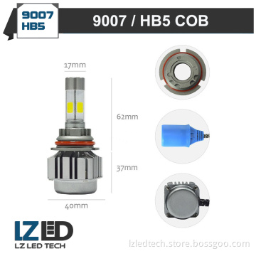 9007 HB5 LED Headlight Conversion Kit 4 Side COB Dual Beam High Low Kit 72W 8,000LM Super White 6000K Fog Light Led
